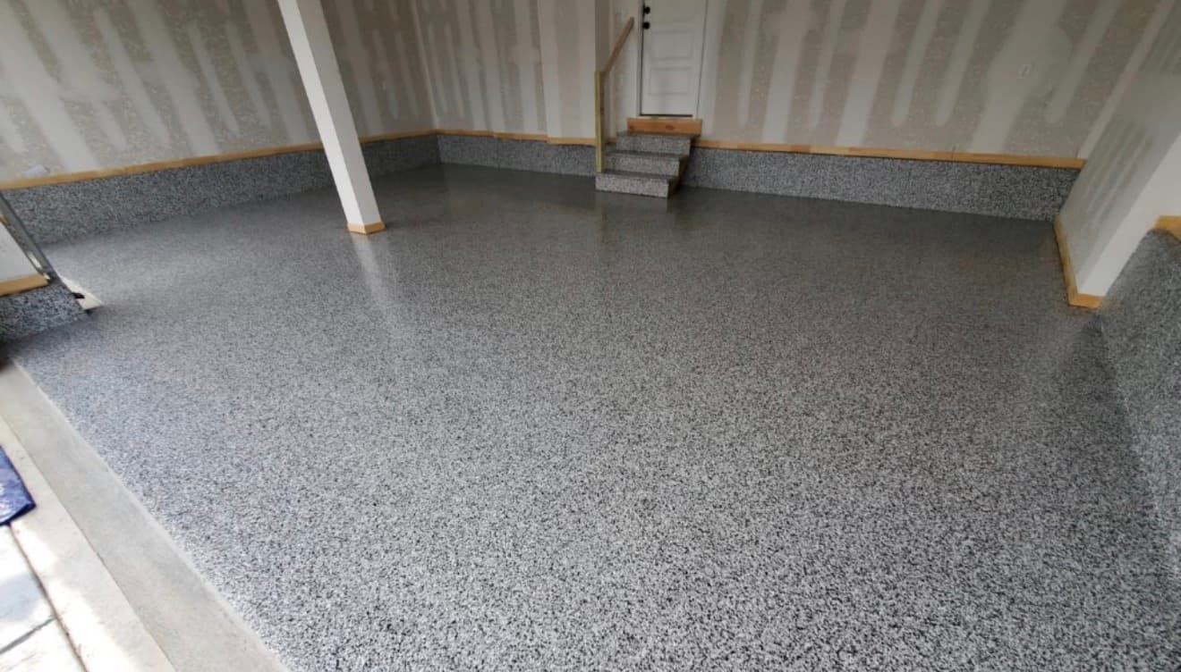 Gray chip epoxy basement floor