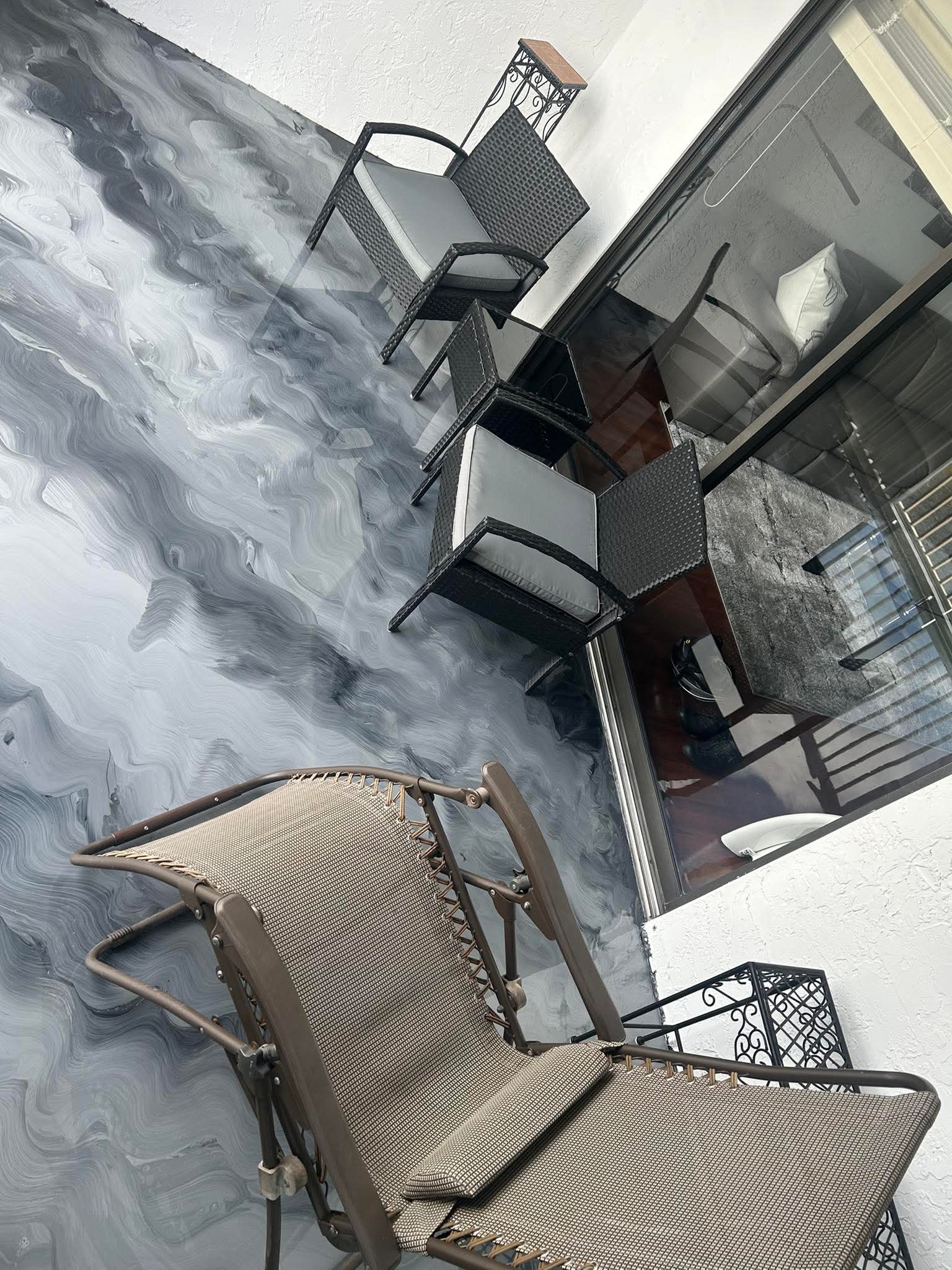 Dark marble epoxy outdoor floor